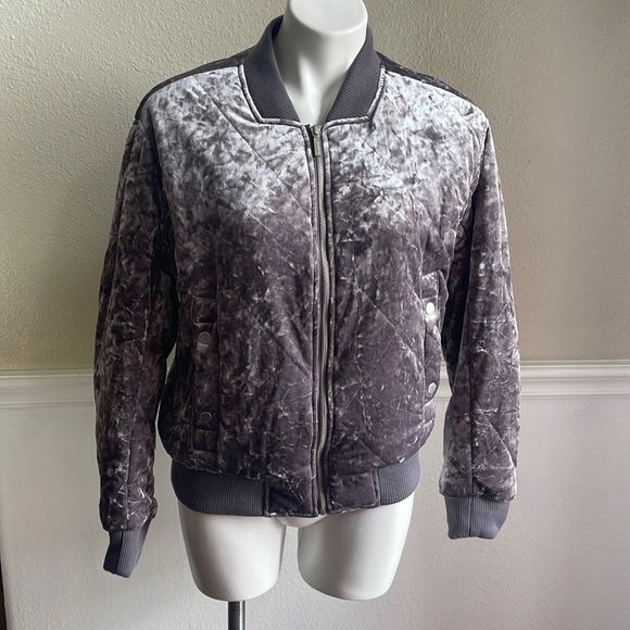 grey quilted velvet bomber jacket size M - Picture 1 of 4